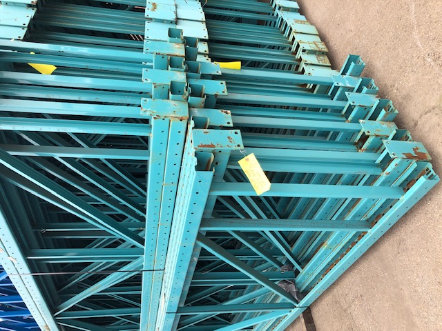 Racking Frame RR Used 42"D x 312"H, Double Posted to 129", 4" x 3" Column GM Blue